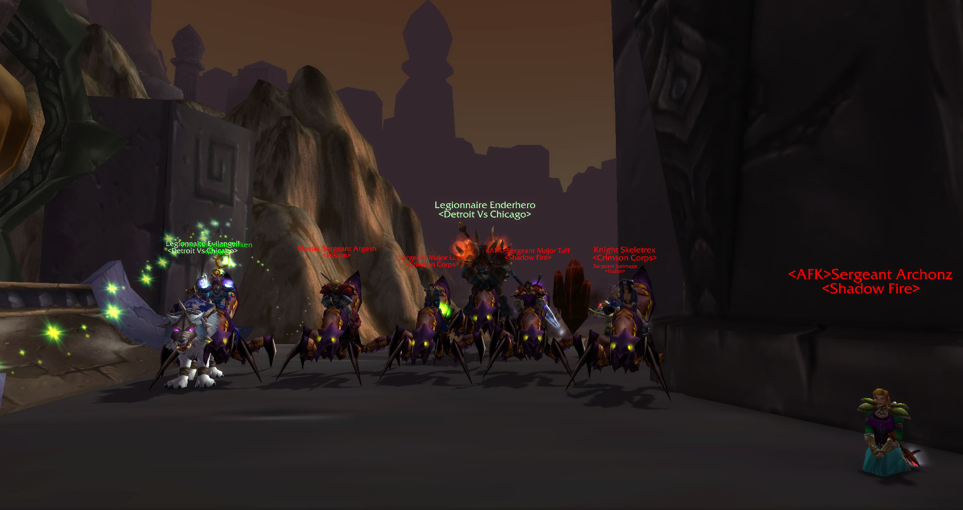 DvC members posed on spider mounts